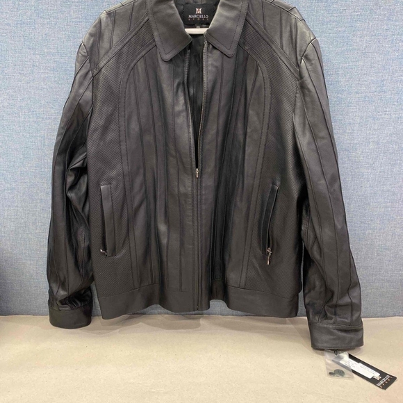 Marcello Sport Mens Black Lambskin Long Sleeve Full Zip Jacket Size XXL - Picture 6 of 14
